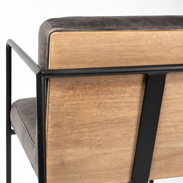 Mercana Stamford 36” Stool - Modern Leather Seat with Warm Wood Back & Sturdy Metal Frame for Stylish Spaces 68763