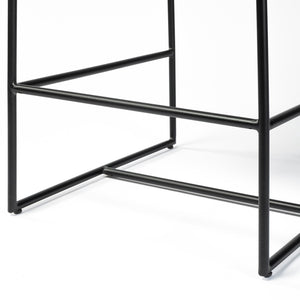 Mercana Stamford 36” Stool - Modern Leather Seat with Warm Wood Back & Sturdy Metal Frame for Stylish Spaces 68763