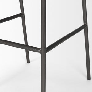 Mercana Kavalan Modern Industrial Counter Stool with Genuine Leather Seat and Durable Sturdy Metal Frame Ebony Leather | Black Metal | Bar 68766