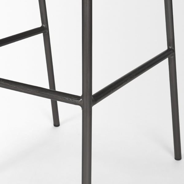 Mercana Kavalan Modern Industrial Counter Stool with Genuine Leather Seat and Durable Sturdy Metal Frame Ebony Leather | Black Metal | Bar 68766