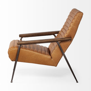 Mercana Grosjean Accent Chair – Luxurious Cognac Leather Wrap on Sturdy Metal Frame for Timeless Style 69131