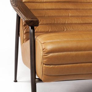 Mercana Grosjean Accent Chair – Luxurious Cognac Leather Wrap on Sturdy Metal Frame for Timeless Style 69131
