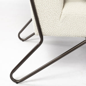 Mercana Vicunya Luxe Accent Chair with Plush Off-White Upholstery and Gun Metal Gray Iron Frame Design 69136