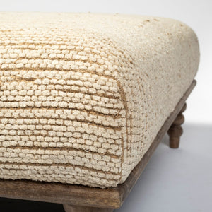 Mercana Alder Square Upholstered Accent Bench with Global Patterns and Sturdy Natural Wood Base for Versatile Décor 68743