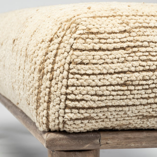 Mercana Alder Elegant Upholstered Accent Bench with Mango Wood Base - Ideal for Global and Coastal Decor 68744