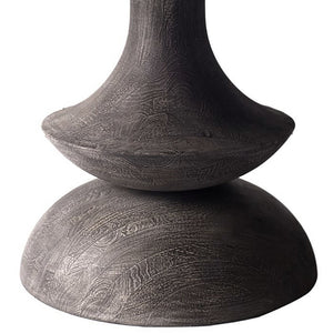 Mercana Crossman Solid Mango Wood Dining Table with Sculptural Pedestal Base for Elegant Gatherings 60" Glass Top | Dk Brown/Gray Wood Base 68748-AB