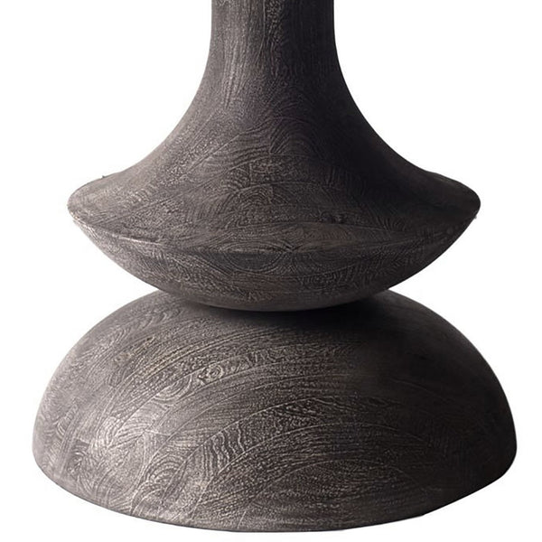 Mercana Crossman Solid Mango Wood Dining Table with Sculptural Pedestal Base for Elegant Gatherings 60" Glass Top | Dk Brown/Gray Wood Base 68748-AB