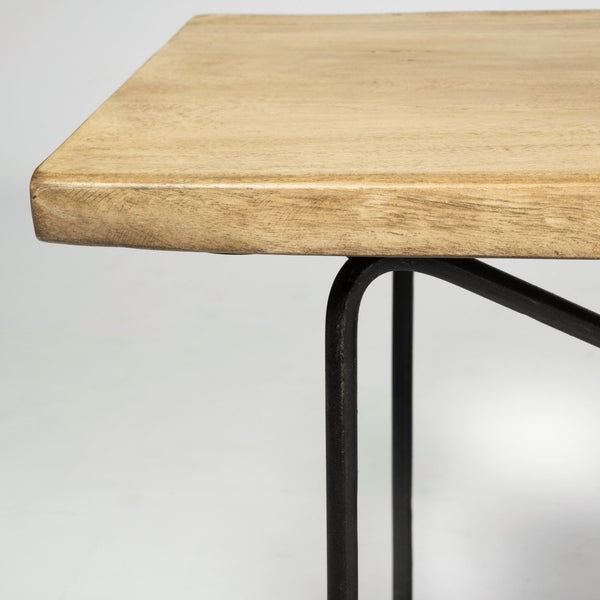 Mercana Papillion III 66" Solid Acacia Wood Dining Bench with Sculptural Iron Base for Stylish Seating Solutions Blonde Wood | Black Metal 68754-AB