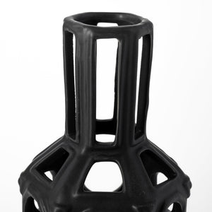 Mercana Brunel Drum-Shaped Ceramic Vase – Sleek Accent Piece for Modern Décor, Ideal for Flowers & Sculptures Black Ceramic | 12H 68785