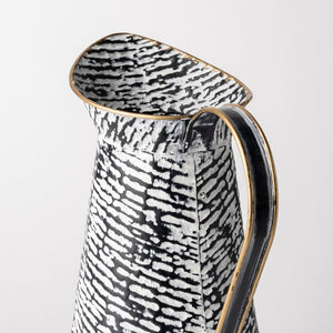 Mercana Colette Small Patterned Vase - Timeless Blend of Classic Charm and Modern Elegance for Any Room Decor Black/White Metal | 14H 68787