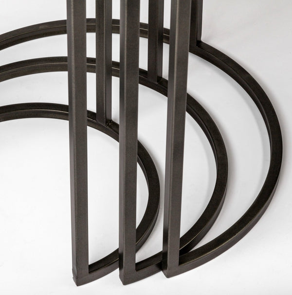 Mercana Glover Set of 3 Rustic Industrial Nesting Accent Tables for Stylish Living Room Décor and Flexibility 68814