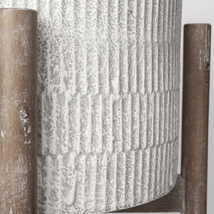 Mercana Groot Modern Plant Stands with Wooden Base - Elegant Decor for Mid-Century and Coastal Spaces 68817