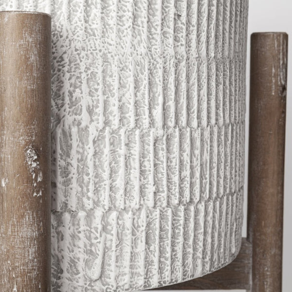 Mercana Groot Modern Plant Stands with Wooden Base - Elegant Decor for Mid-Century and Coastal Spaces 68817