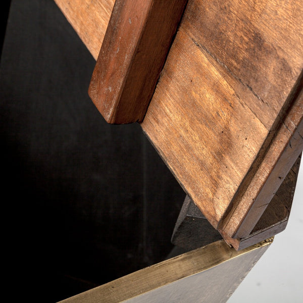 Mercana Esagono Octagonal Reclaimed Wood End Table with Storage - Rustic Industrial Accent for Any Space Natural Wood | Brass 68902