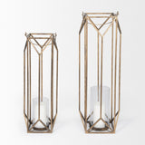 Mercana Ivy Large Gold Metal Geometric Cage Candle Holder Lantern 68976