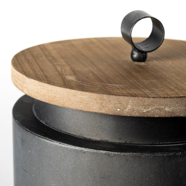 Mercana Cyril Modern Farmhouse Cylindrical Storage Jars with Natural Wood Lids for Stylish Organization 68982