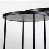 Mercana Chakra 19.7" Set of Two Round Dark Wood Top Black Frame Accent Tables 68987