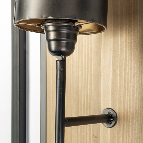 Mercana Cleo Modern Industrial Wall Sconce – Stylish Rectangular Design with Wood and Metal Elegance 68988