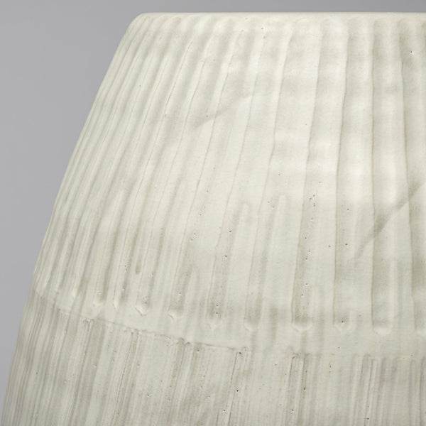 Mercana Reyan Elegant Pearl Ceramic Vase with Striped Design for Modern Home Decor and Stylish Displays White Ceramic | 21H 69044