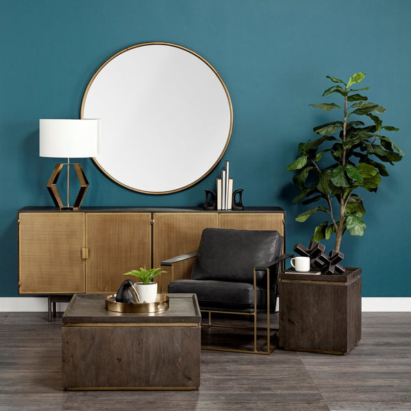 Mercana Abel Geometric Accent Piece with Matte Black Finish and Gold Accents for Modern Decor Styling Black Metal | 6H 68808