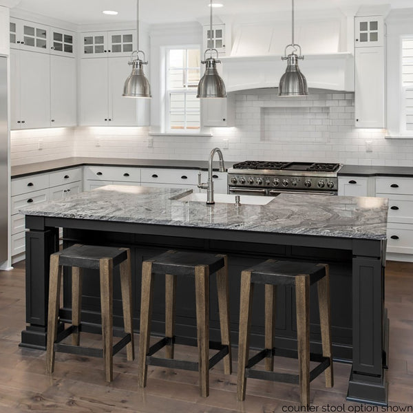 Mercana Nell 26" Industrial-Style Counter Stool with Solid Mango Wood Legs and Ergonomic Foot Rest Design Black Metal | Light Brown Wood | Bar 50508