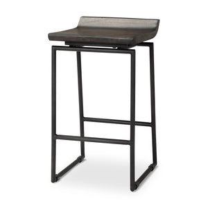 Mercana Givens Iv 24.25" Seat Height Black Wood Seat Black Frame Stool Black Wood | Black Metal | Counter Metal 67992