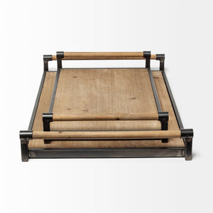 Mercana Benson Rustic Modern Wood and Metal Serving Trays for Stylish Home Décor and Organization 67701