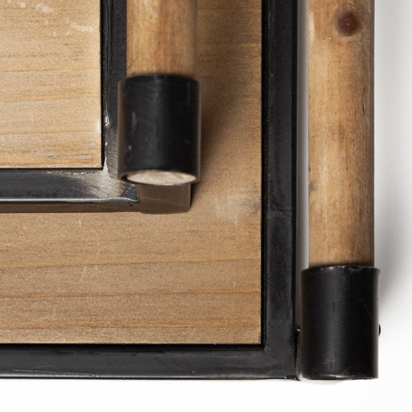 Mercana Benson Rustic Modern Wood and Metal Serving Trays for Stylish Home Décor and Organization 67701