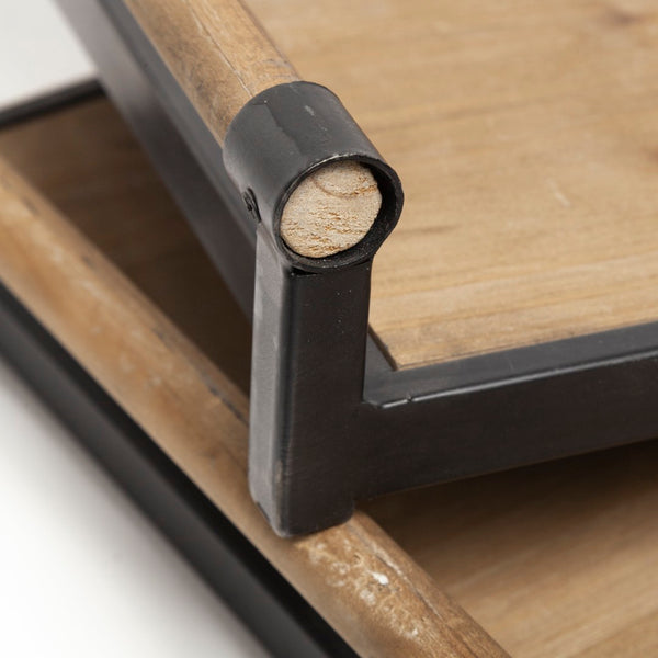 Mercana Benson Rustic Modern Wood and Metal Serving Trays for Stylish Home Décor and Organization 67701