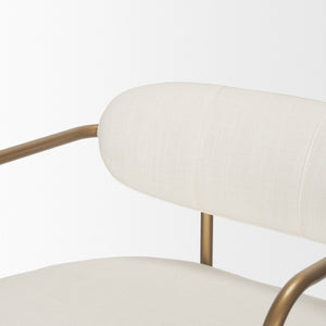 Mercana Parker Counter Stool – Stylish Upholstered Seating with Industrial Metal Frame for Modern Spaces Cream Fabric | Gold Metal | Bar 68564