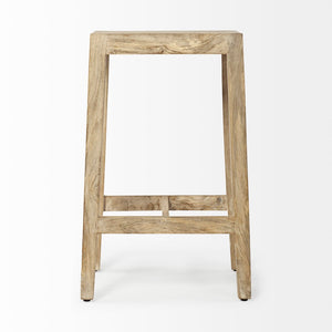 Mercana Colony Modern Farmhouse Stool - Solid Mango Wood Design for Kitchen Islands & Casual Dining Spaces Brown Wood 50352