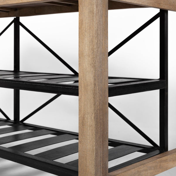 Mercana Stuart Versatile Rolling Kitchen Island with Solid Wood Top and Two-Tier Storage for Modern Spaces 67103