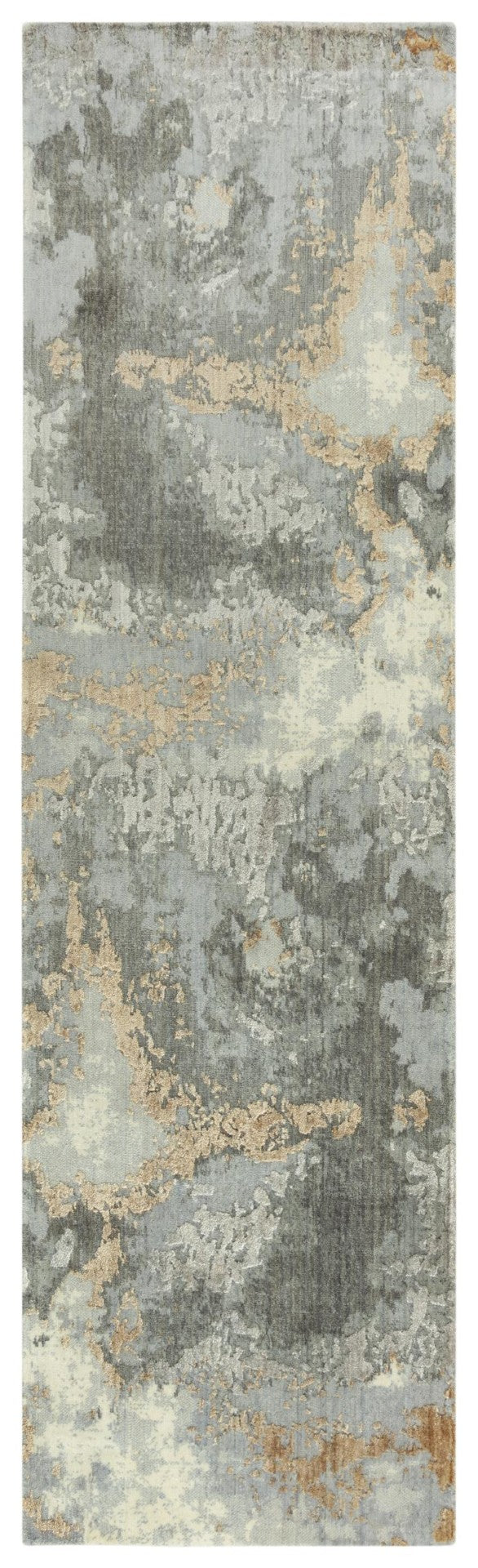 Alora Decor Radiant Gray Runner Rug With New Zealand Wool Blend, Hand-Finished Edges, Distressed Modern Elegance And Subtle Shimmer 3' x 10' 00400410100330310