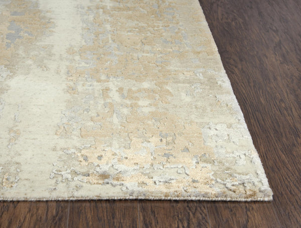 Alora Decor Radiant Neutral Abstract Distressed Rug With New Zealand Wool Blend, Hand-Finished Texture And Sheen 10' x 13' 00400410200040113