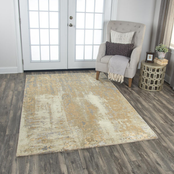 Alora Decor Radiant Neutral Abstract Distressed Rug With New Zealand Wool Blend, Hand-Finished Texture And Sheen 10' x 13' 00400410200040113