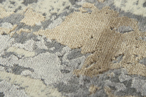 Alora Decor Radiant Contemporary Beige Runner Rug — Plush Nz Wool & Tencel Blend, Hand-Carved Distressed Finish 3' x 10' 00400410300040310