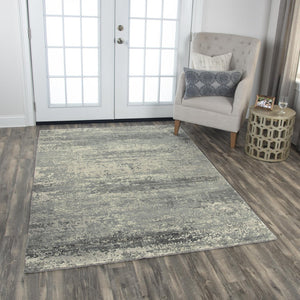 Alora Decor Radiant Handcrafted Gray Wool-Tencel Hybrid Rug With Ivory Crest, Plush Modern Texture And Durability 5' x 8' 00400410600330508