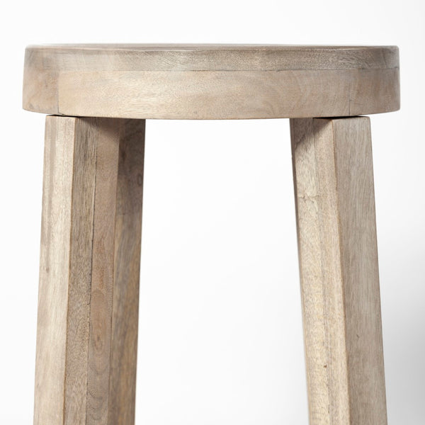 Mercana Brahma 26" Counter Stool - Timeless Farmhouse Charm with Sturdy Mango Wood and Minimalist Design White Washed Wood 68210