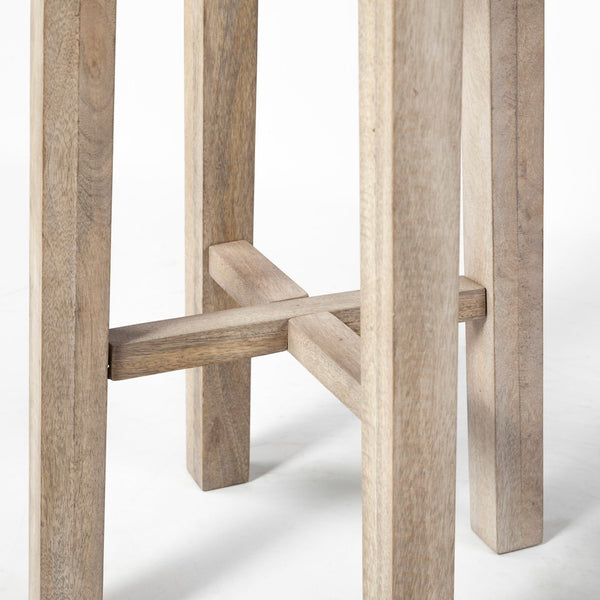 Mercana Brahma 26" Counter Stool - Timeless Farmhouse Charm with Sturdy Mango Wood and Minimalist Design White Washed Wood 68210