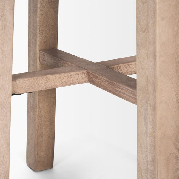 Mercana Brahma 26" Counter Stool - Timeless Farmhouse Charm with Sturdy Mango Wood and Minimalist Design White Washed Wood | 30H 68211