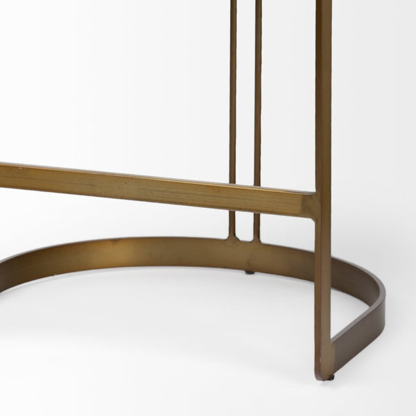 Mercana Hollyfield Modern Luxe Stool with Cushioned Seat and Stylish Metal Base for Kitchen or Bar Use Black Leather | Antiqued Gold  Metal | Counter 67079