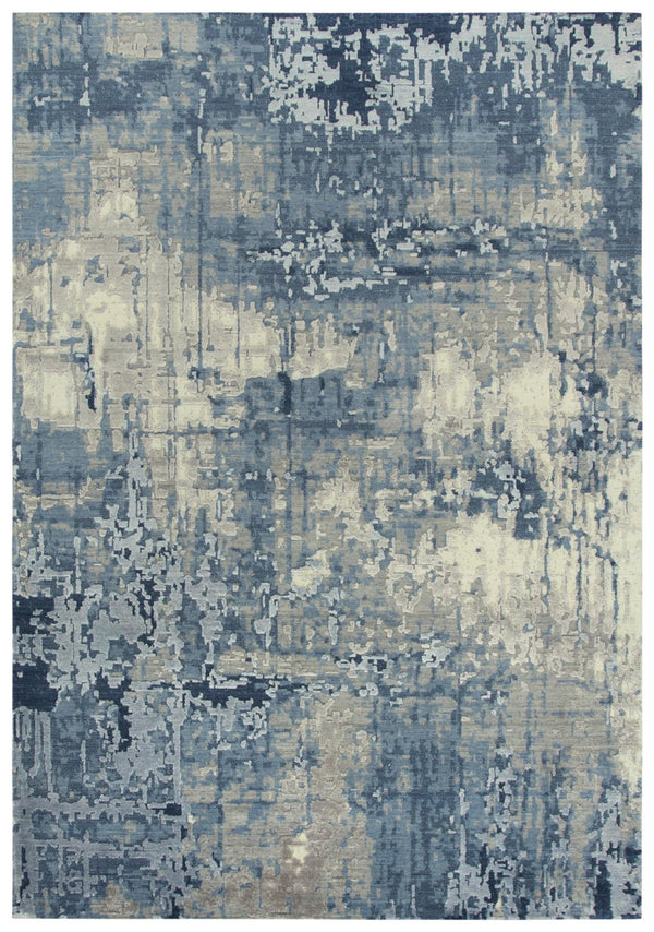 Alora Decor Radiant Steel-Blue Rectangle Rug With Hand-Carved Pile, Nz Wool-Tencel Blend, Soft Wash Finish, Tailored Edges 12' x 15' 00400410900091215
