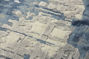Alora Decor Radiant Blue Runner Rug With Hand-Carved Pile, New Zealand Wool Blend And Subtle Tencel Luster For Modern Spaces 3' x 10' 00400410900090310