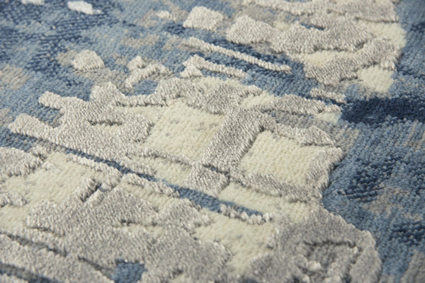 Alora Decor Radiant Blue Runner Rug With Hand-Carved Pile, New Zealand Wool Blend And Subtle Tencel Luster For Modern Spaces 3' x 10' 00400410900090310