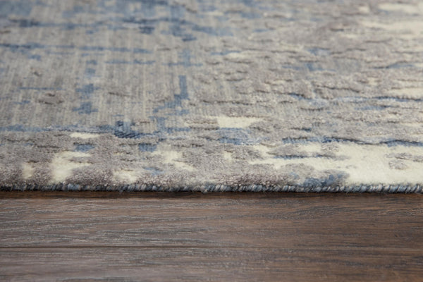 Alora Decor Radiant Steel-Blue Rectangle Rug With Hand-Carved Pile, Nz Wool-Tencel Blend, Soft Wash Finish, Tailored Edges 12' x 15' 00400410900091215