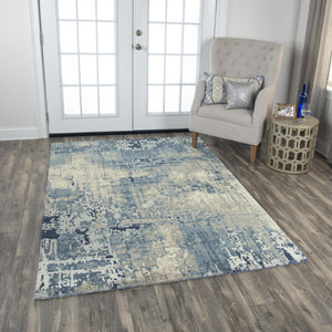 Alora Decor Radiant Steel-Blue Rectangle Rug With Hand-Carved Pile, Nz Wool-Tencel Blend, Soft Wash Finish, Tailored Edges 12' x 15' 00400410900091215
