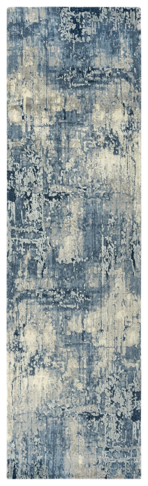 Alora Decor Radiant Blue Runner Rug With Hand-Carved Pile, New Zealand Wool Blend And Subtle Tencel Luster For Modern Spaces 3' x 10' 00400410900090310