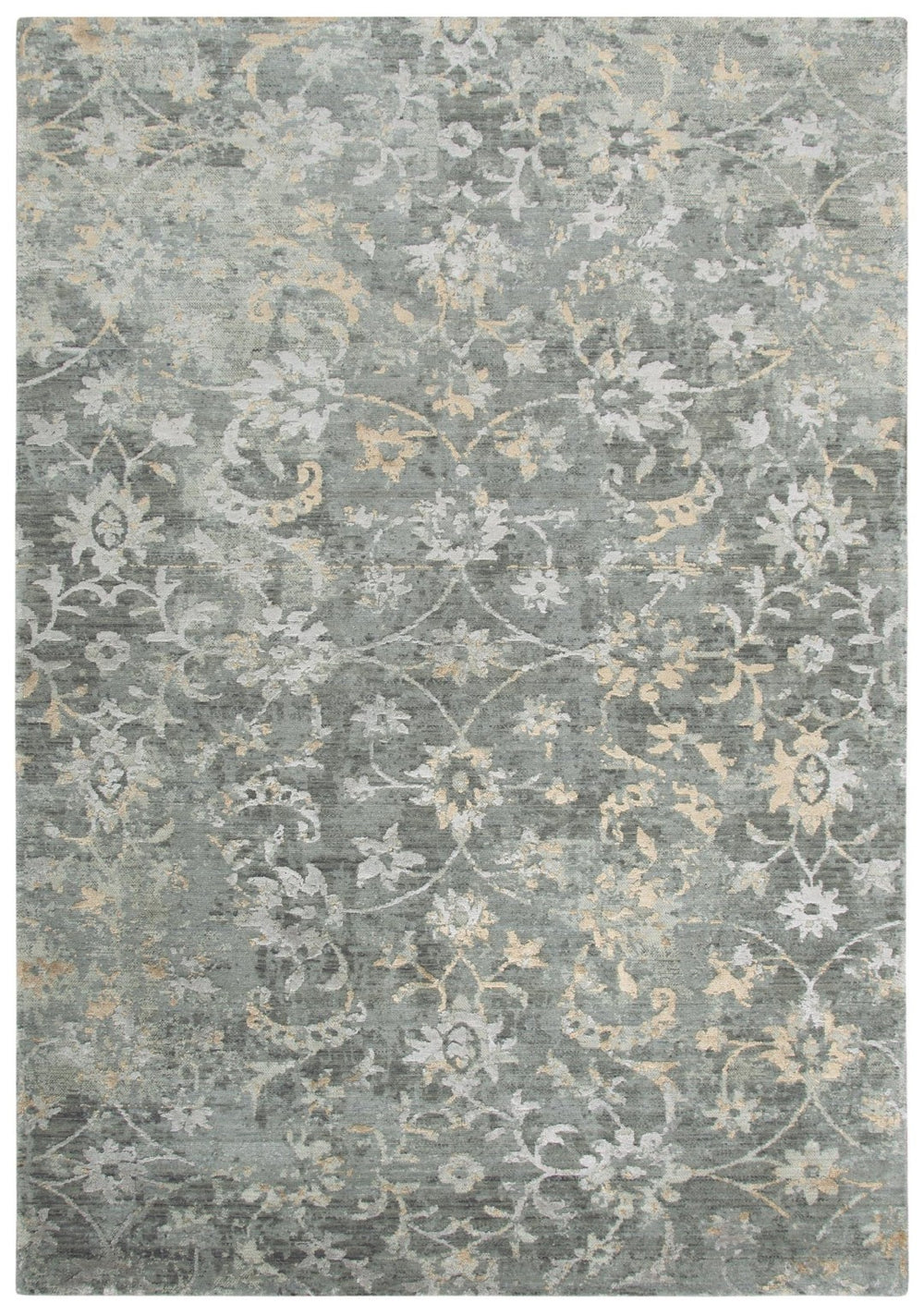 Alora Decor Radiant Gray Elegant Floral Rug With Subtle Shimmer, High-Wool Plush Pile And Distressed Transitional Charm 10' x 13' 00400411100330113