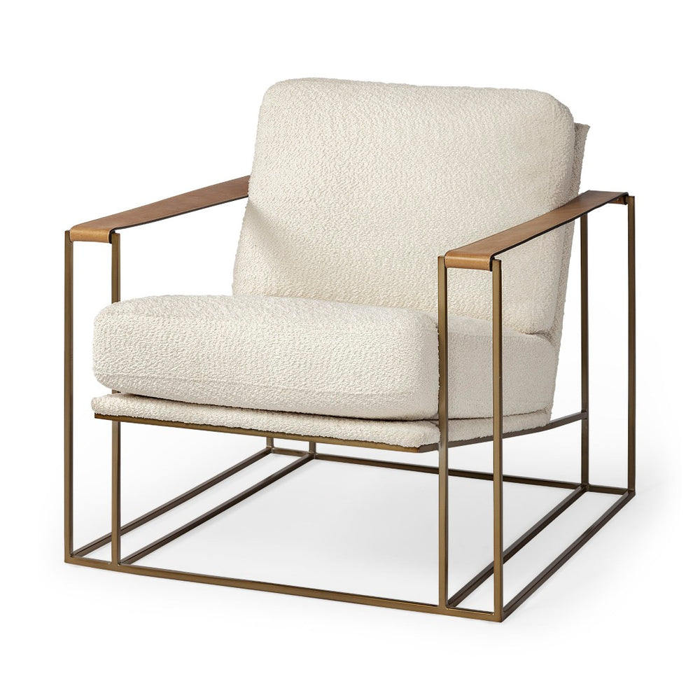 Mercana Watson Luxe Accent Chair: Plush Upholstered Comfort with Glamorous Metal Frame for Modern Spaces 69135