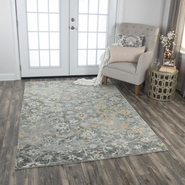 Alora Decor Radiant Gray Elegant Floral Rug With Subtle Shimmer, High-Wool Plush Pile And Distressed Transitional Charm 10' x 13' 00400411100330113